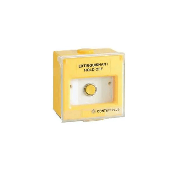 Yellow Extinguishant Hold Off Button